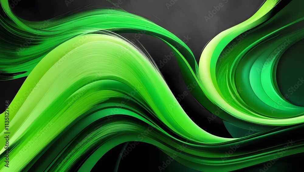 Obraz premium Abstract green Waves. Blend wave lines. Electric green light waves, Abstract green gradient flowing wave lines.