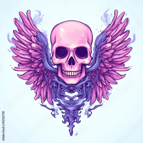 Skull and Wing Chest anime concept full color illustration photo