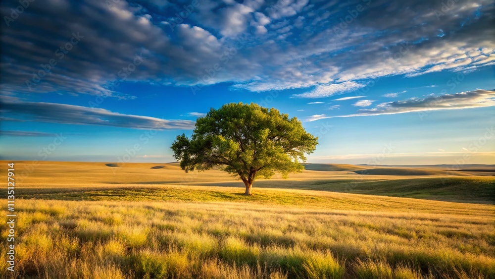 Serene Architectural Photography of a Lone Tree in a Vast Prairie Landscape Showcasing Nature's Harmony with the Built Environment Serene Architectural Photography of a Lone Tree in a Vast Prairie Landscape Showcasing Nature's Harmony with the Built Environment