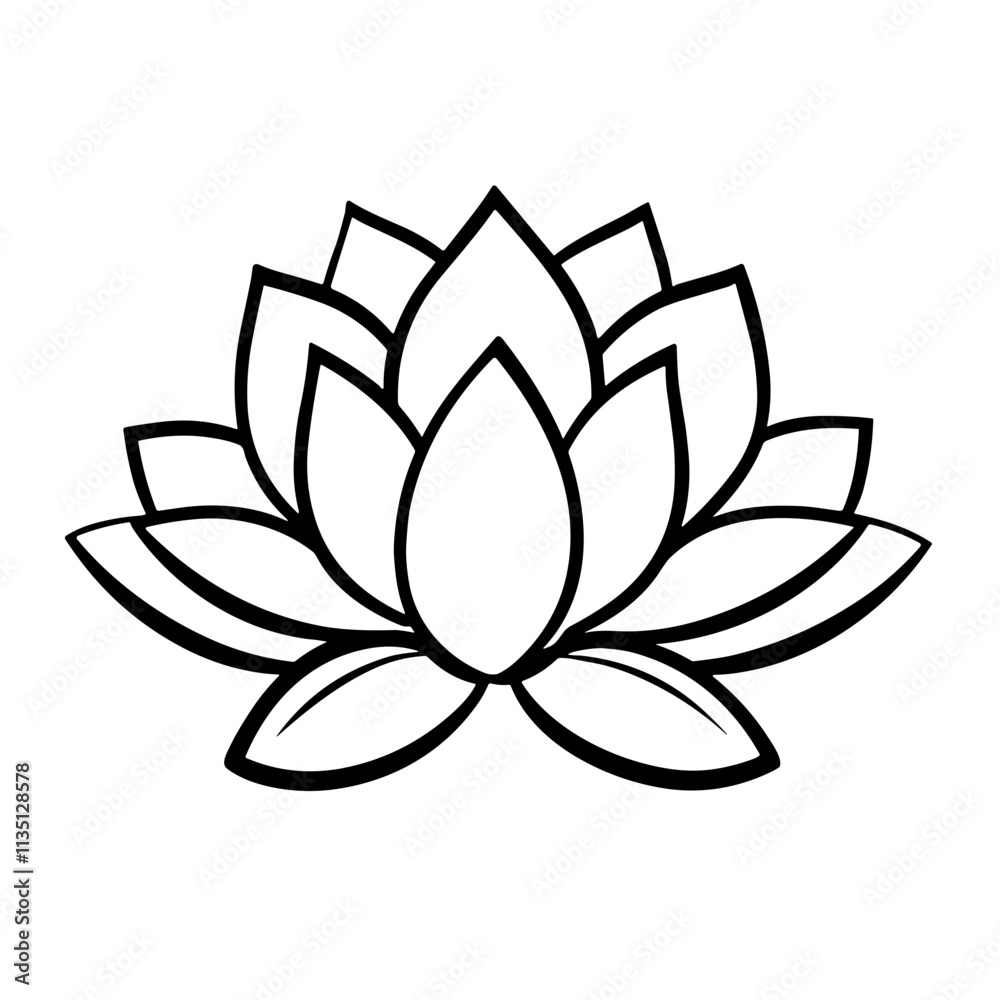 Lotus Flower Icon in Minimalist Outline Style Lotus Flower Icon in Minimalist Outline Style