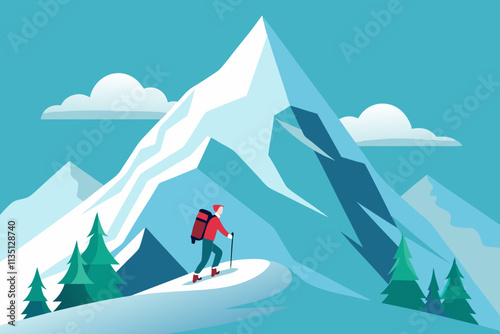 skiing in the mountains