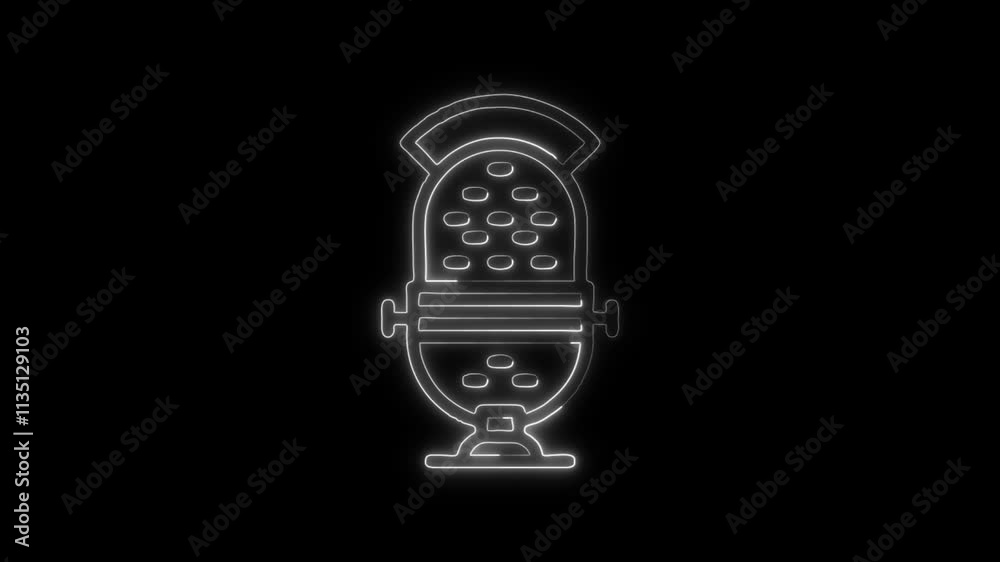 Glowing neon Microphone icon isolated on black background. HD Video motion graphic animation Glowing neon Microphone icon isolated on black background. HD Video motion graphic animation