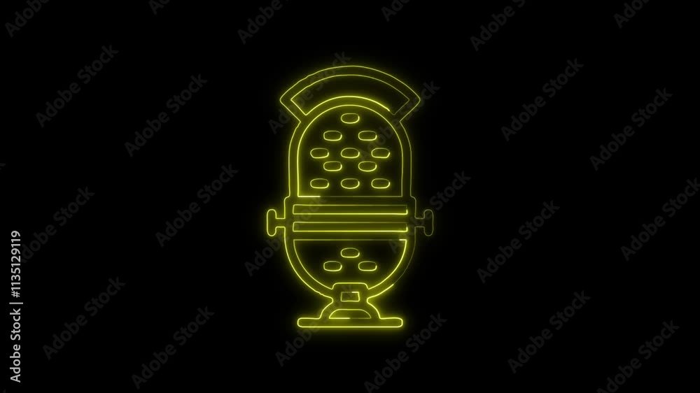 Glowing neon Microphone icon isolated on black background. HD Video motion graphic animation Glowing neon Microphone icon isolated on black background. HD Video motion graphic animation