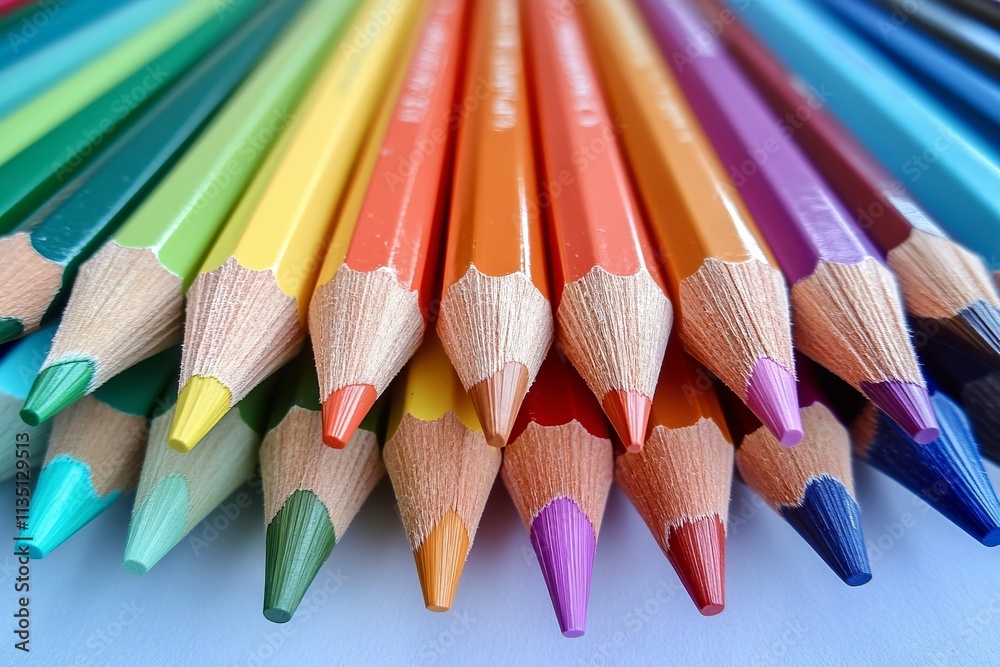 Colorful Pencils on White Background with Copy Space. AI generated illustration Colorful Pencils on White Background with Copy Space. AI generated illustration