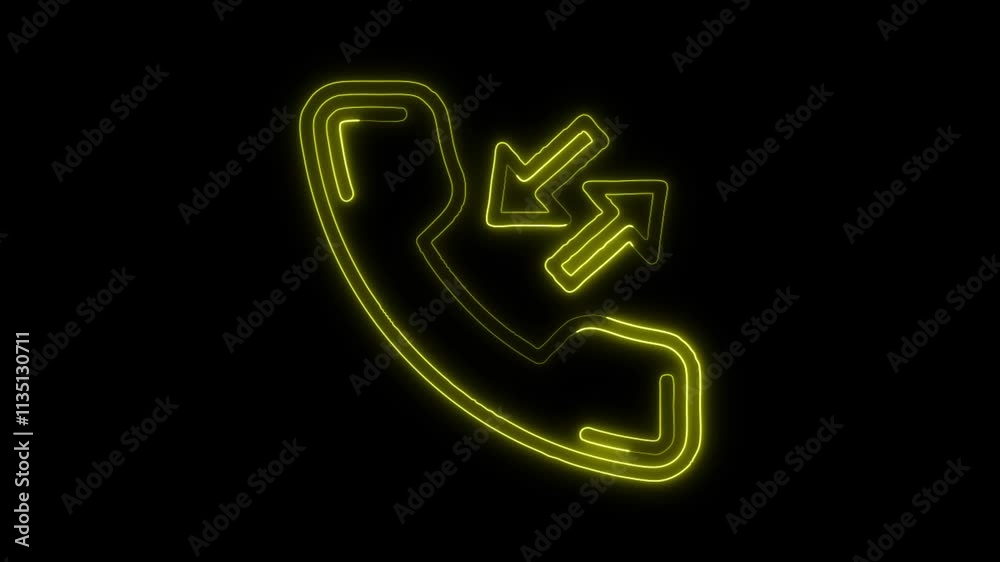 Glowing neon Phone Call icon isolated on black background. HD Video motion graphic animation Glowing neon Phone Call icon isolated on black background. HD Video motion graphic animation
