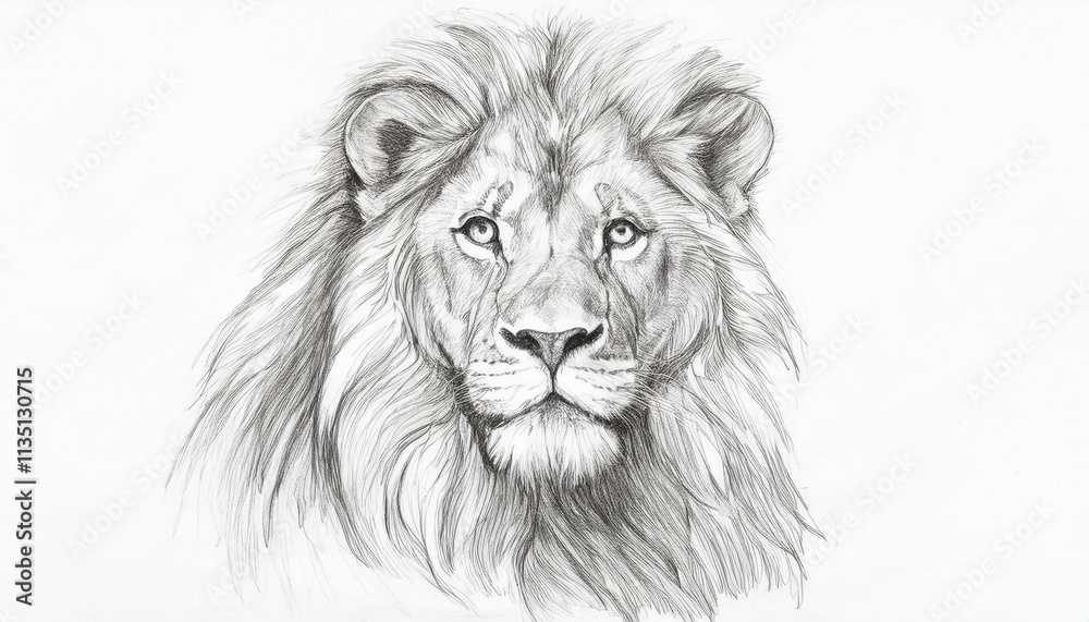 Lion sketched in pencil on white background Lion sketched in pencil on white background