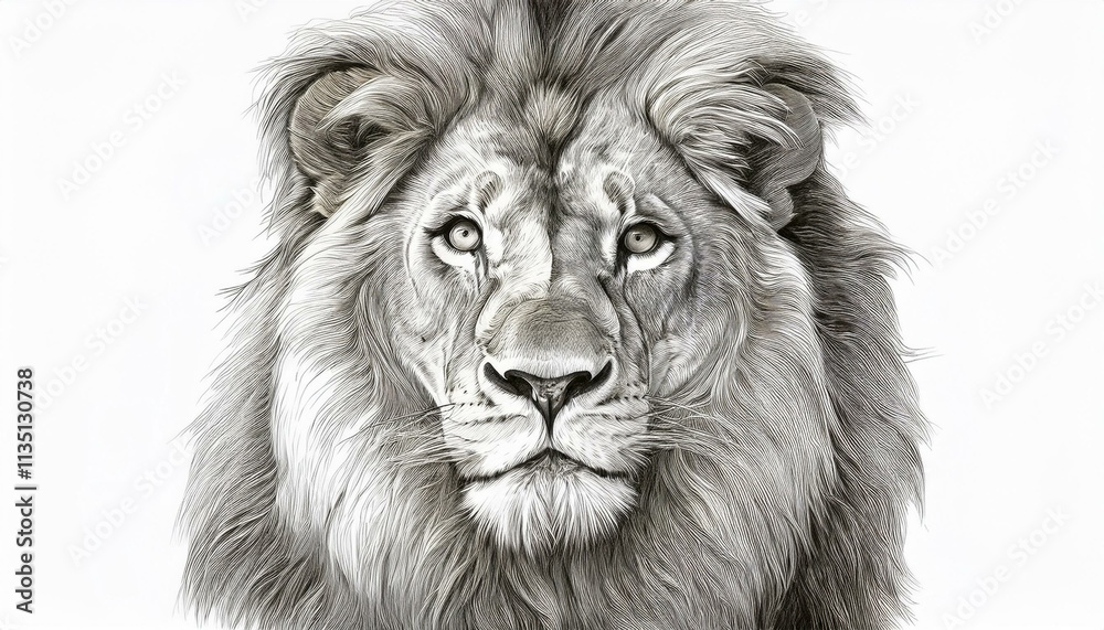 Lion sketched in pencil on white background Lion sketched in pencil on white background