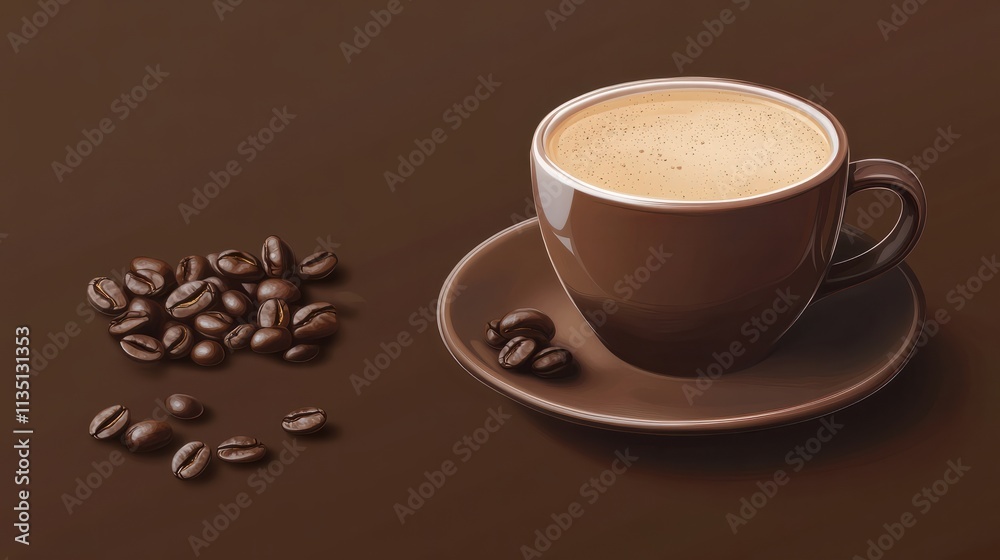 Cup of Coffee and Coffee Beans Cup of Coffee and Coffee Beans