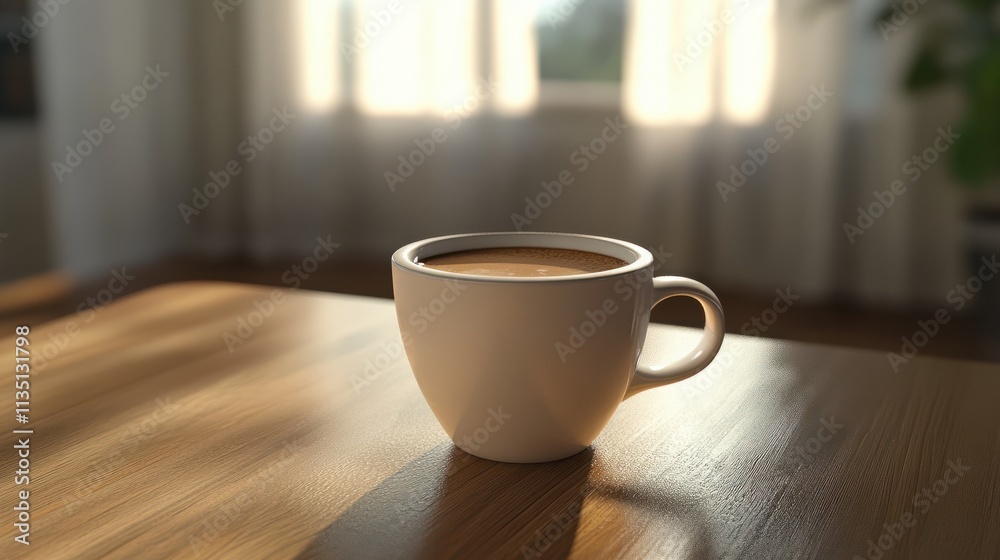 Cup of hot coffee on wooden table Cup of hot coffee on wooden table
