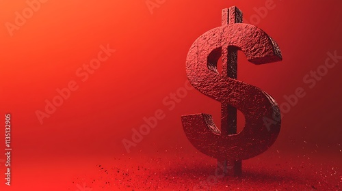 Red textured dollar sign on red background.