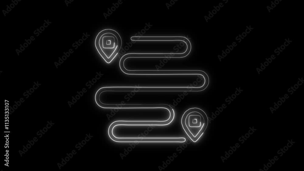 Glowing neon Road Map icon isolated on black background. HD Video motion graphic animation Glowing neon Road Map icon isolated on black background. HD Video motion graphic animation