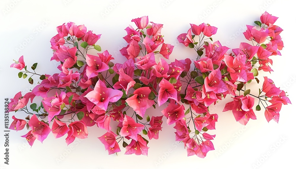 Pink bougainvillea flowers isolated on white background. Top view Pink bougainvillea flowers isolated on white background. Top view
