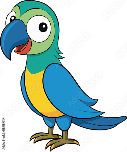 cartoon parrot on white