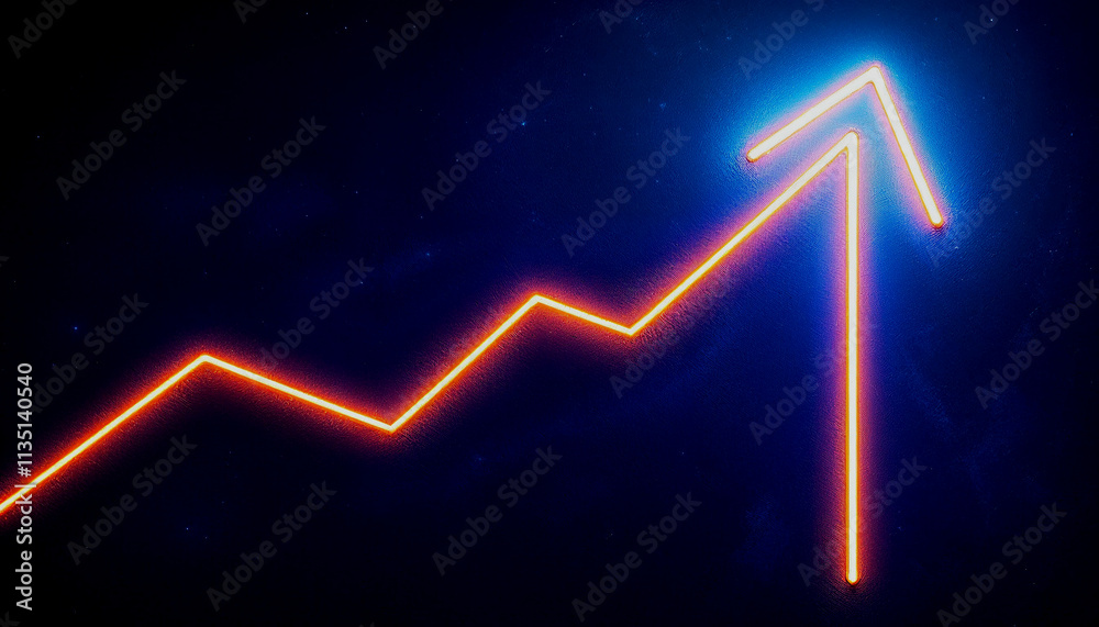 glowing blue arrow pointing upwards against a dark blue background glowing blue arrow pointing upwards against a dark blue background