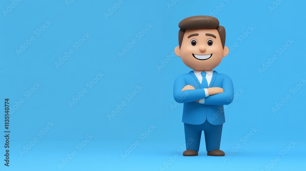 Businessman A man in a blue suit is standing with his arms crossed and smiling Businessman A man in a blue suit is standing with his arms crossed and smiling