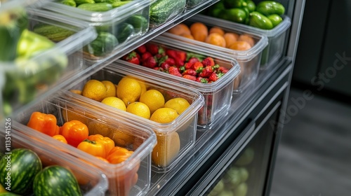 Organized Refrigerator with Fresh Produce