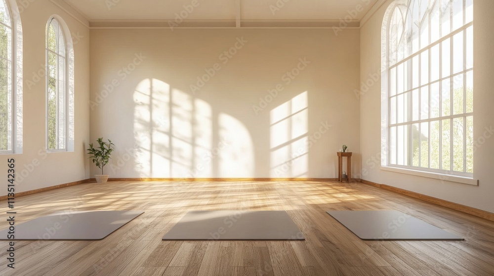 Obraz premium Empty Yoga Studio with Natural Light