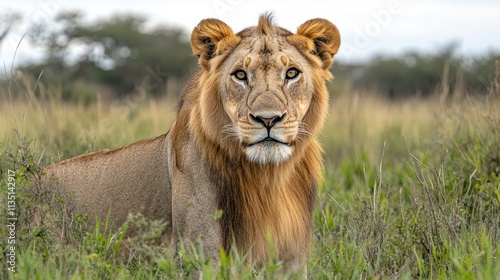 Majestic African Lion in the Savannah