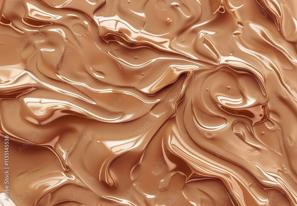 Abstract liquid chocolate background, melting texture, 3D render illustration, neutral color palette, top view Abstract liquid chocolate background, melting texture, 3D render illustration, neutral color palette, top view