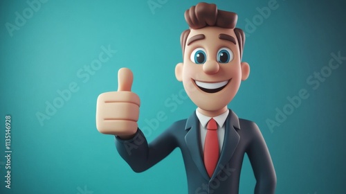 Businessman A cartoon man is giving a thumbs up sign