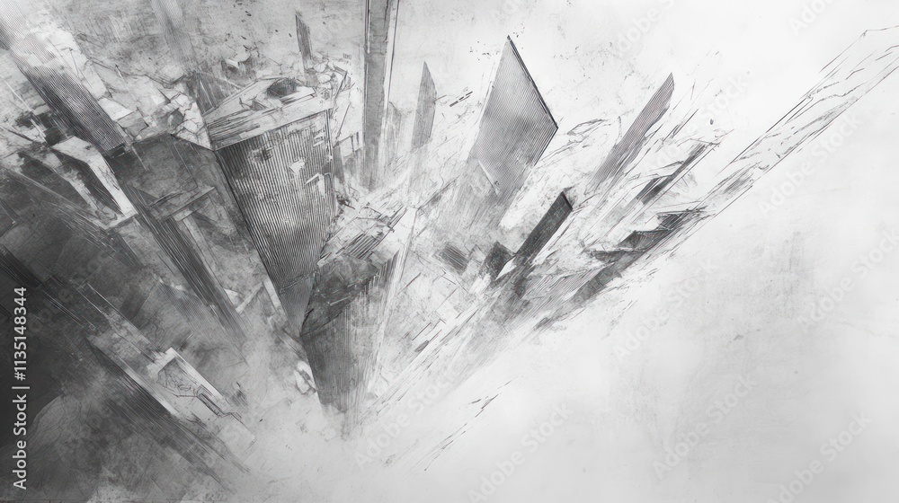 Abstract grayscale cityscape: A monochromatic view of a futuristic city Abstract grayscale cityscape: A monochromatic view of a futuristic city