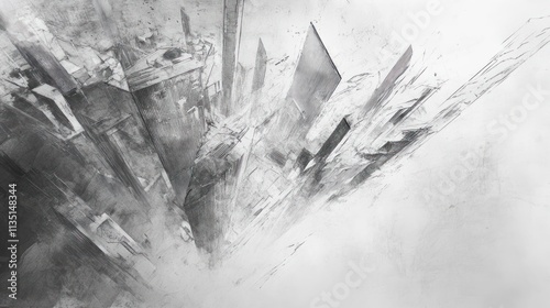 Abstract grayscale cityscape: A monochromatic view of a futuristic city