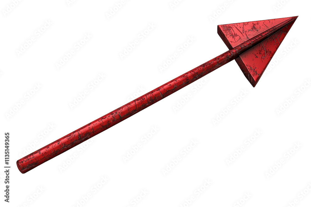 A vivid red arrow with a textured surface, featuring a pointed tip and a long shaft, suggesting direction or movement. A vivid red arrow with a textured surface, featuring a pointed tip and a long shaft, suggesting direction or movement.