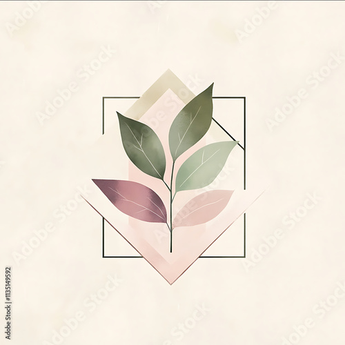 Design a minimalist logo for a digital wall art shop water color style The logo should feature soft pastel colors like blush pink mint green lavender and light beig photo