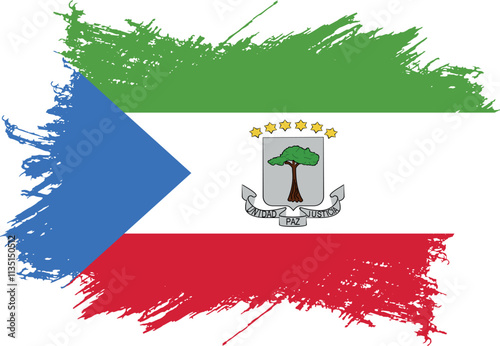 Vector illustration of grunge Equatorial Guinea flag