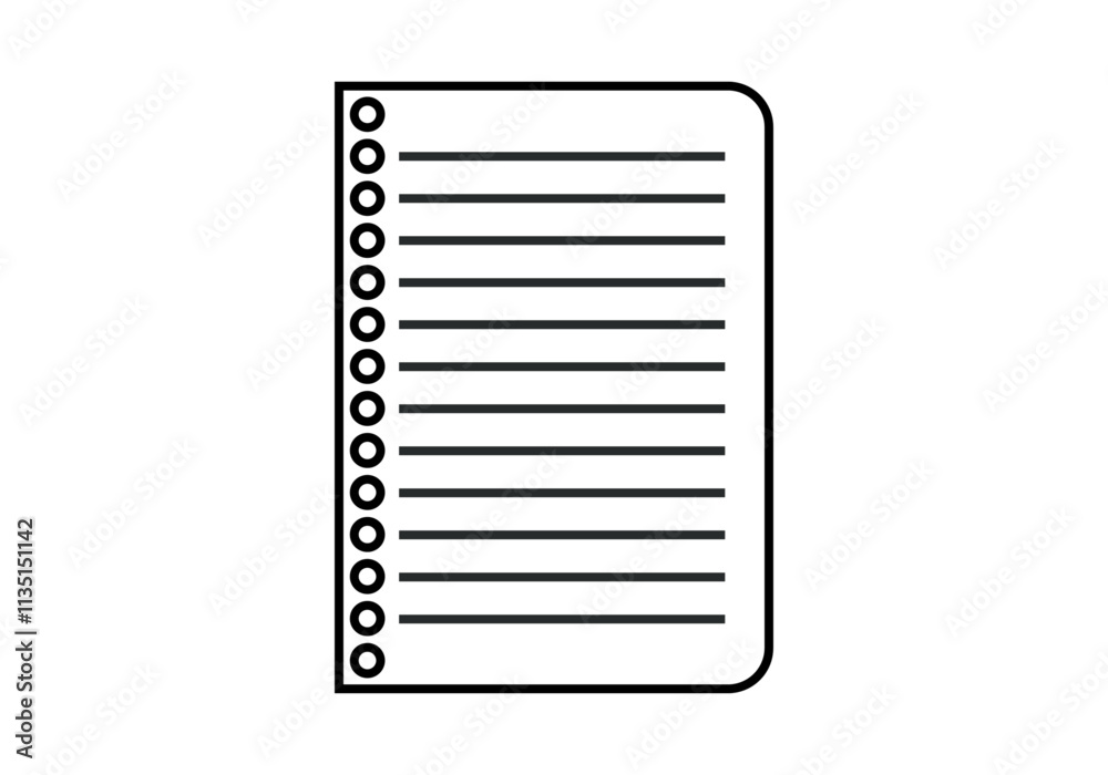 Icono negro de hoja de cuaderno con líneas negras Icono negro de hoja de cuaderno con líneas negras
