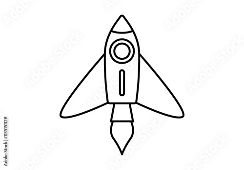 Icono negro de cohete espacial con propulsión