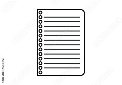 Icono negro de hoja de cuaderno con líneas negras