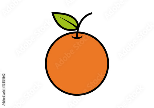 Icono de naranja o mandarina con hoja verde