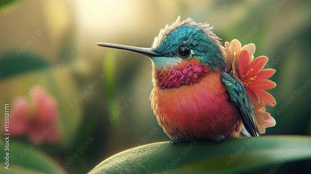 Fototapeta premium Hummingbirds are small birds. bright bird. blurred background