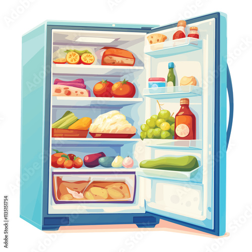Illustration of a refrigerator with the door open