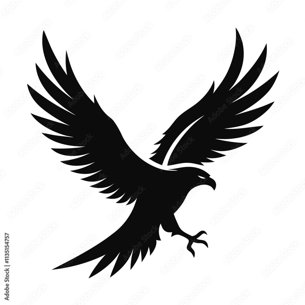 Powerful Falcon Silhouette in Flight Powerful Falcon Silhouette in Flight