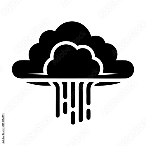 Silhouette-style cloud in waterfall vector icon design