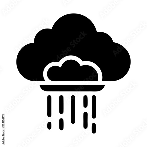 Silhouette-style cloud in waterfall vector icon design