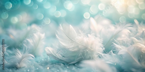 Soft Focus Tilt-Shift Photography of Pale Teal Blue Background with Fluffy White Feathers, Capturing the Essence of Spring Summer 2016 Fashion Trends