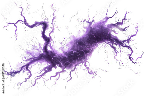 A vibrant purple lightning bolt with intricate, branching patterns that convey energy and movement.