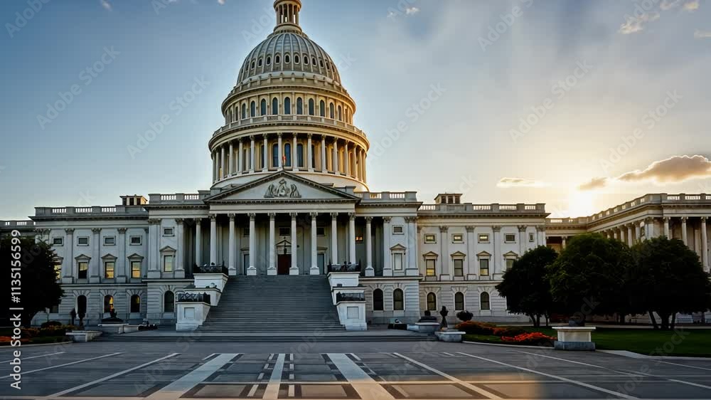 Capitol building at sunrise - American Presidential Element on Presidents Day.