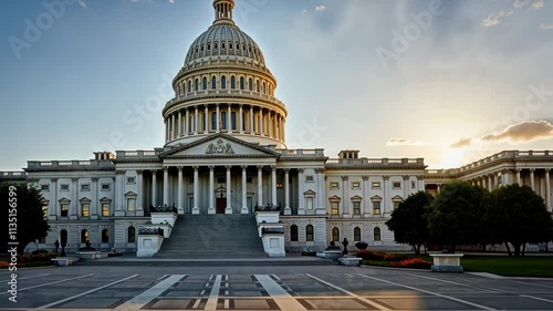 Capitol building at sunrise - American Presidential Element on Presidents Day.