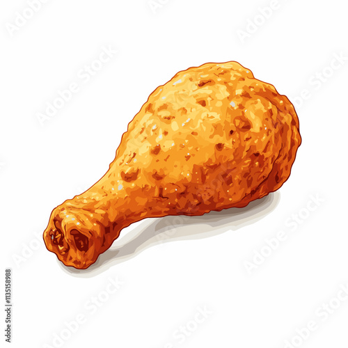 Crispy fried chicken leg flat vector drumstick illustration logo icon clipart