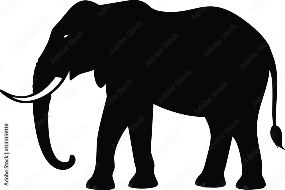 Fototapeta premium a black and white silhouette of an elephant with vector