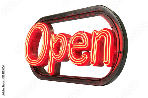 A glowing red neon sign displaying the word "Open," commonly used to indicate business hours or availability.