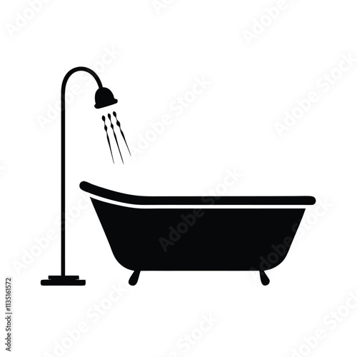 a black and white illustration of a bathtub