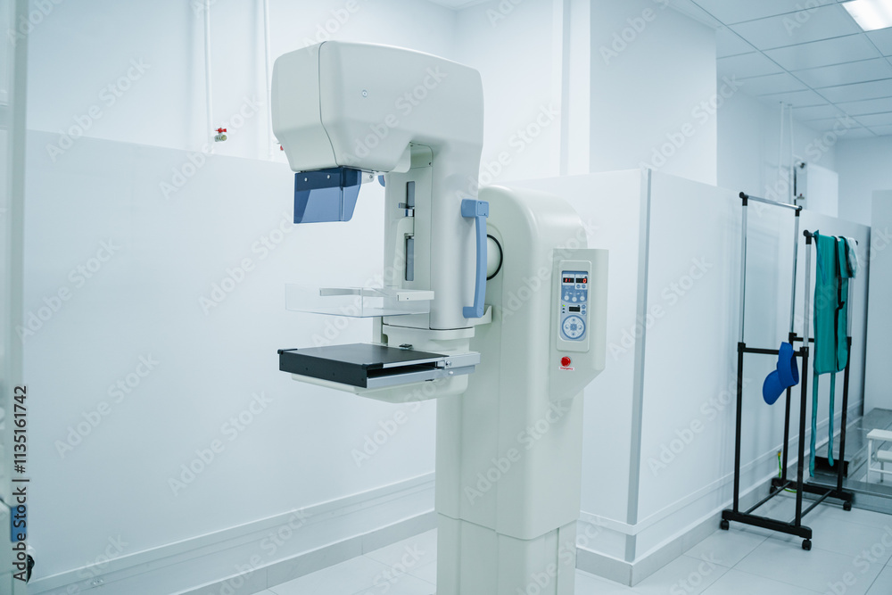Medical laboratory room with X-ray equipment for diagnostic in hospital.