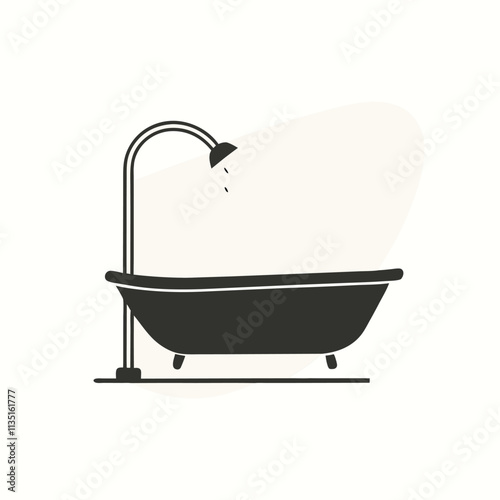 a black and white illustration of a bathtub