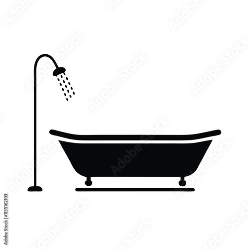 a black and white illustration of a bathtub
