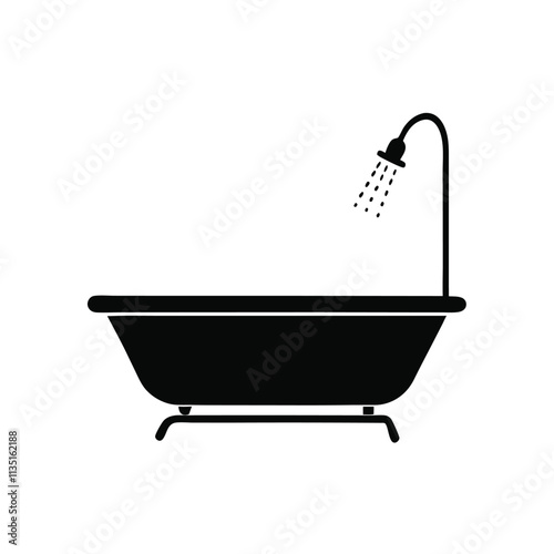 a black and white illustration of a bathtub